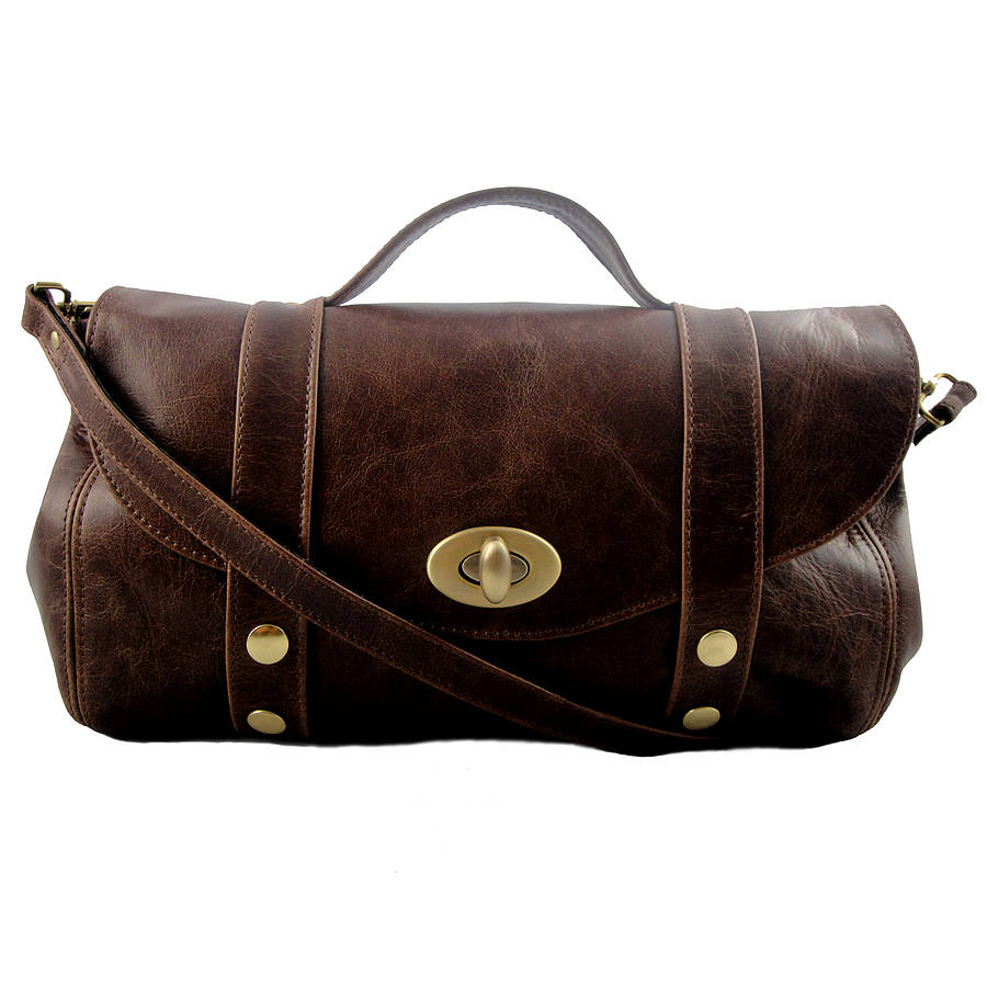 Rustic Brown Leather Lea Bag By Freeload Accessories